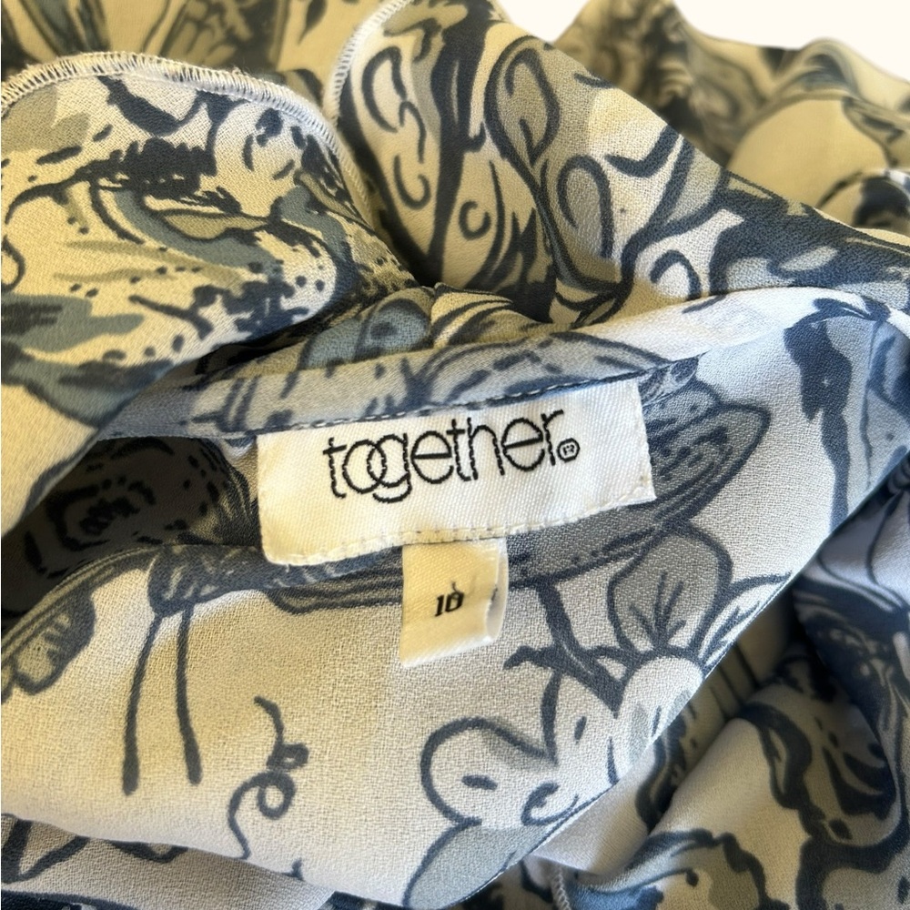 Together Blue Butterfly Ruffle Blouse | Size 10 Shell Buttons - Picture 4 of 5